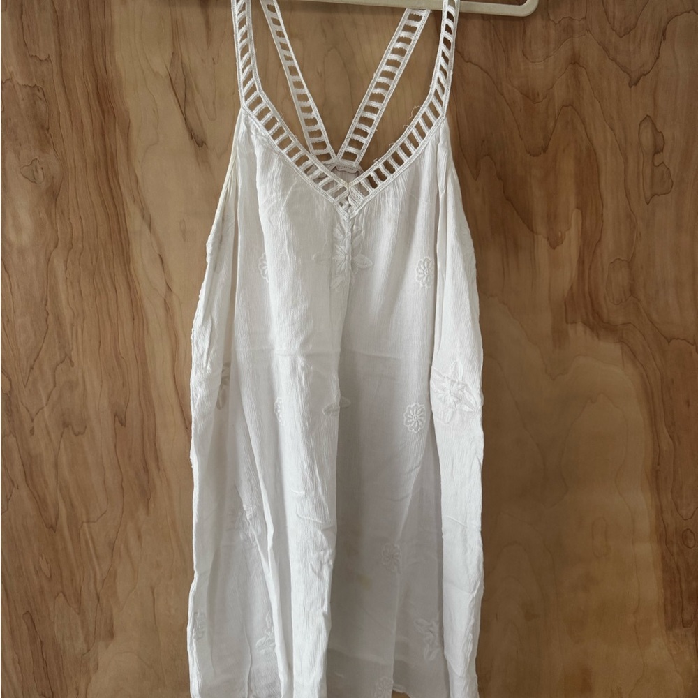 Zara White embroidered linen dress